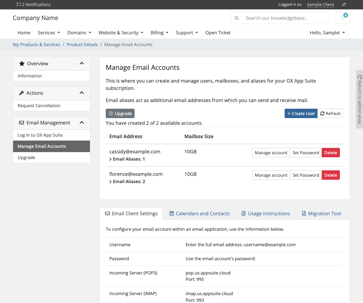 Client Management of OX App Suite