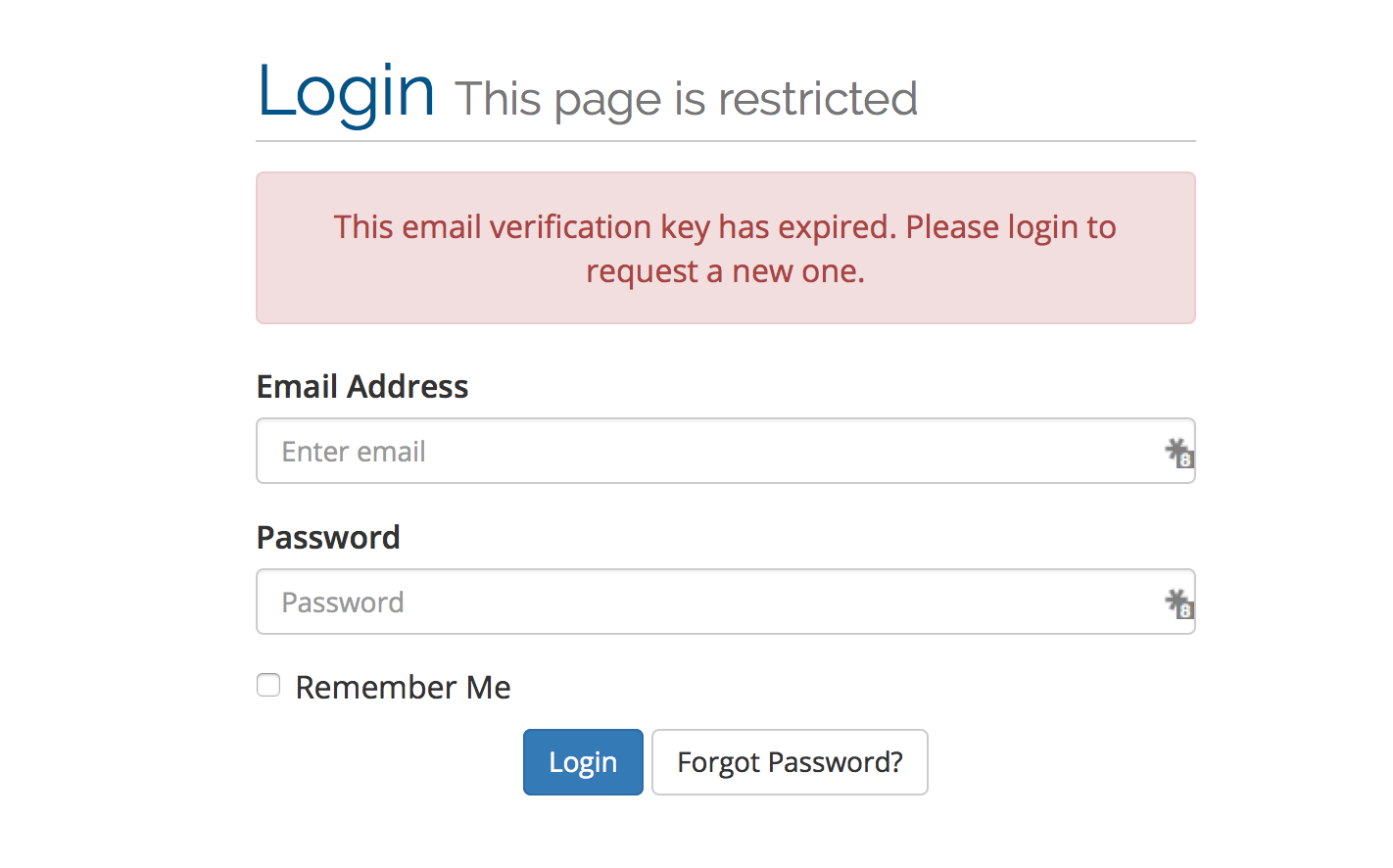 Expired verification key warning
