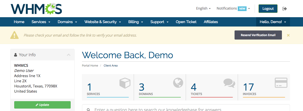 Email verification banner on client side